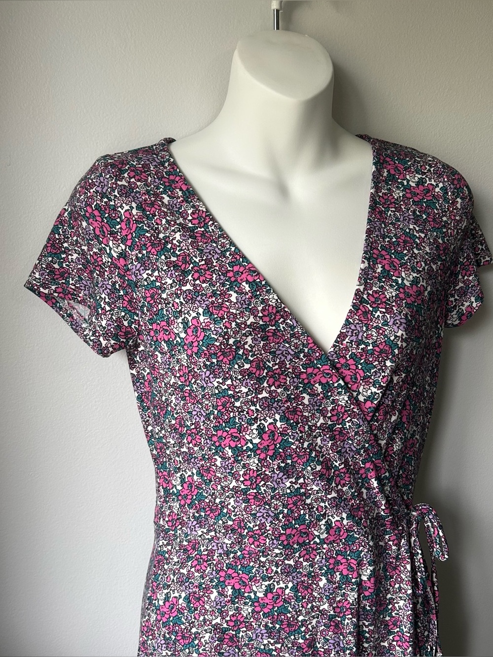 Pink Floral Mock Wrap Maxi Dress Women’s Size M - Picture 6 of 10